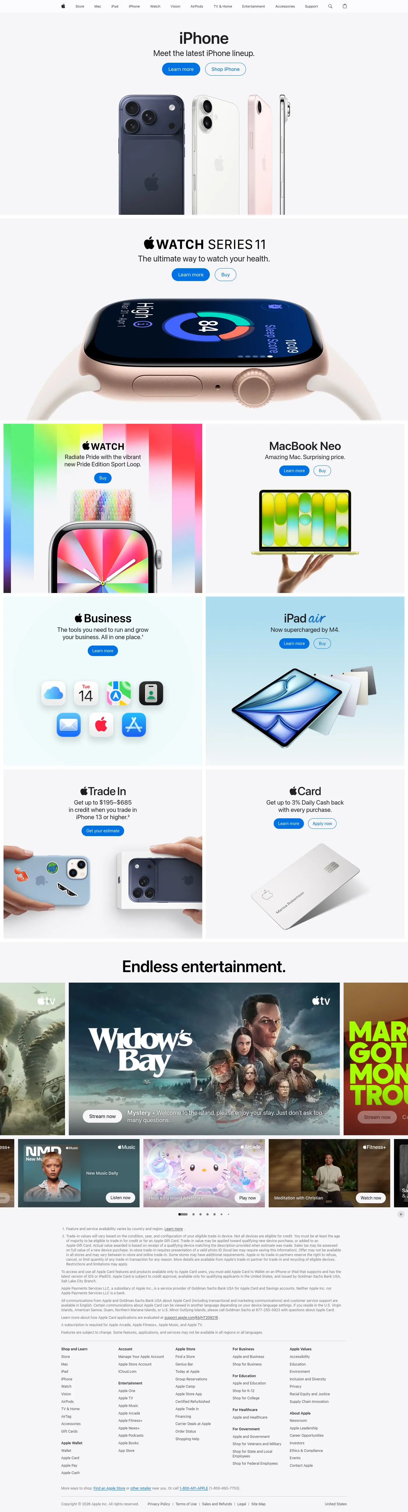 An interactive, scrollable Mac OS browser mockup of apples's website on desktop