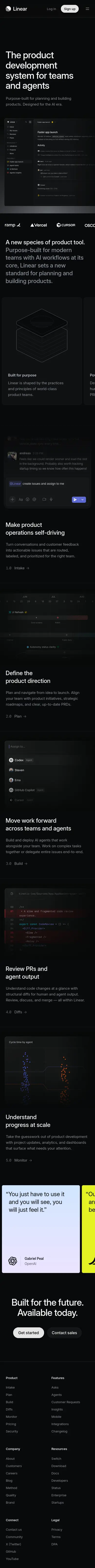 An interactive, scrollable iPhone mockup of linear's website on mobile